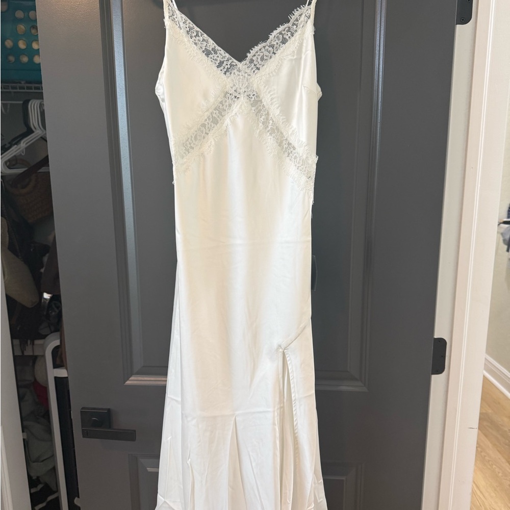 Lulu's White Lace Backless Dress